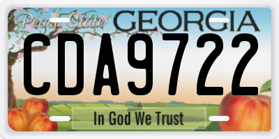 GA license plate CDA9722