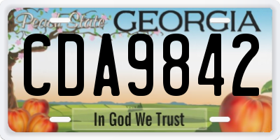 GA license plate CDA9842