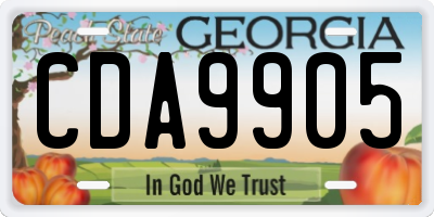 GA license plate CDA9905