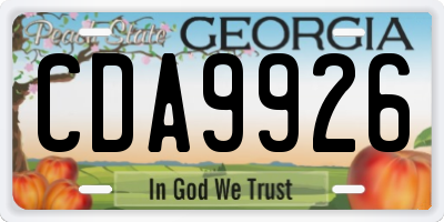 GA license plate CDA9926