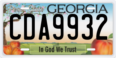 GA license plate CDA9932