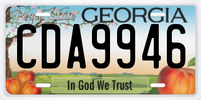 GA license plate CDA9946