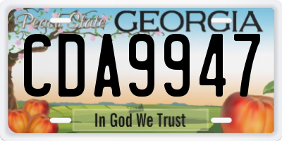 GA license plate CDA9947