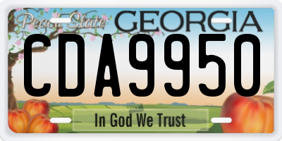 GA license plate CDA9950