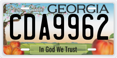 GA license plate CDA9962