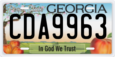GA license plate CDA9963