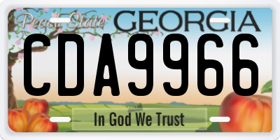 GA license plate CDA9966