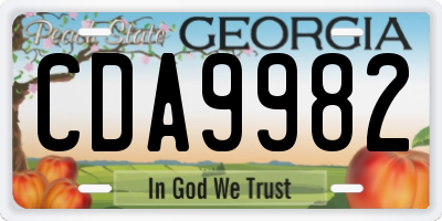 GA license plate CDA9982