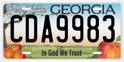 GA license plate CDA9983