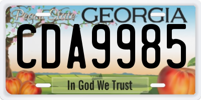 GA license plate CDA9985