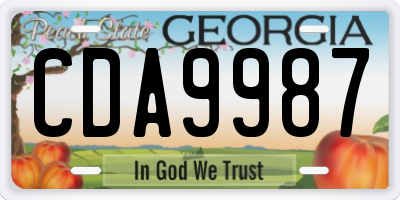 GA license plate CDA9987