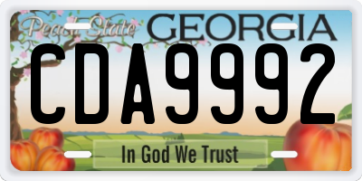 GA license plate CDA9992