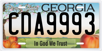 GA license plate CDA9993