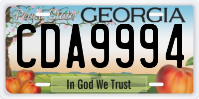 GA license plate CDA9994