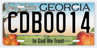 GA license plate CDB0014