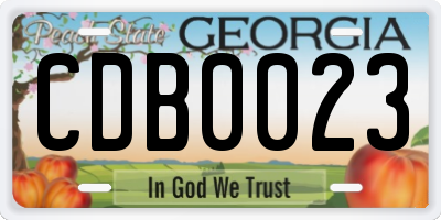 GA license plate CDB0023