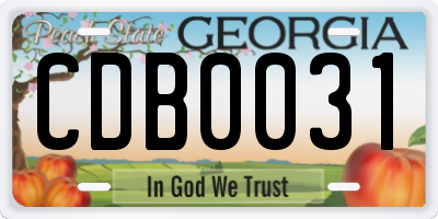 GA license plate CDB0031