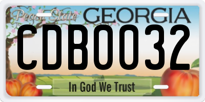 GA license plate CDB0032
