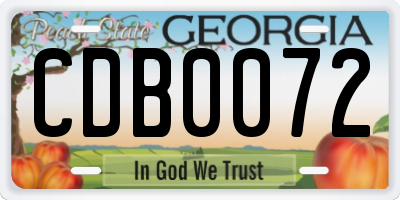 GA license plate CDB0072