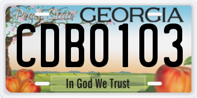 GA license plate CDB0103