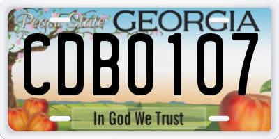 GA license plate CDB0107