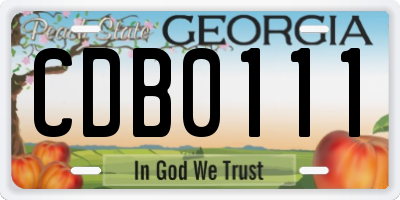 GA license plate CDB0111