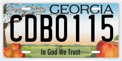 GA license plate CDB0115