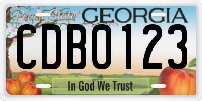 GA license plate CDB0123