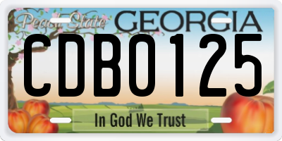 GA license plate CDB0125