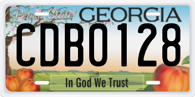 GA license plate CDB0128