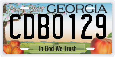 GA license plate CDB0129