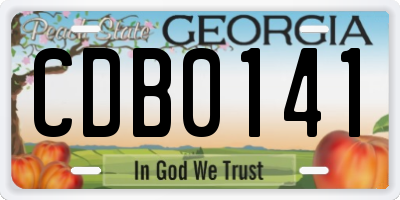 GA license plate CDB0141