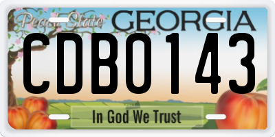 GA license plate CDB0143