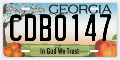 GA license plate CDB0147