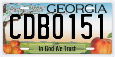 GA license plate CDB0151