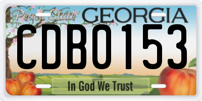 GA license plate CDB0153