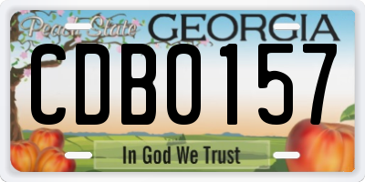 GA license plate CDB0157