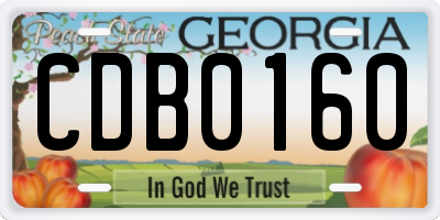GA license plate CDB0160