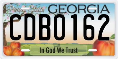 GA license plate CDB0162