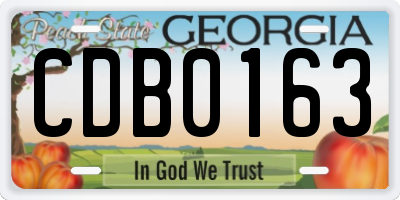 GA license plate CDB0163