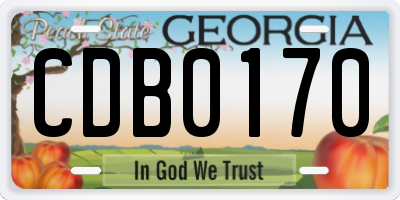 GA license plate CDB0170