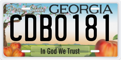 GA license plate CDB0181