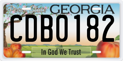 GA license plate CDB0182