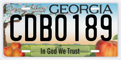 GA license plate CDB0189