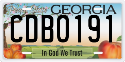 GA license plate CDB0191