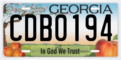 GA license plate CDB0194