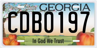 GA license plate CDB0197