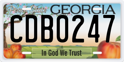 GA license plate CDB0247