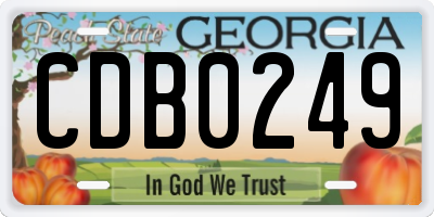 GA license plate CDB0249