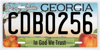 GA license plate CDB0256